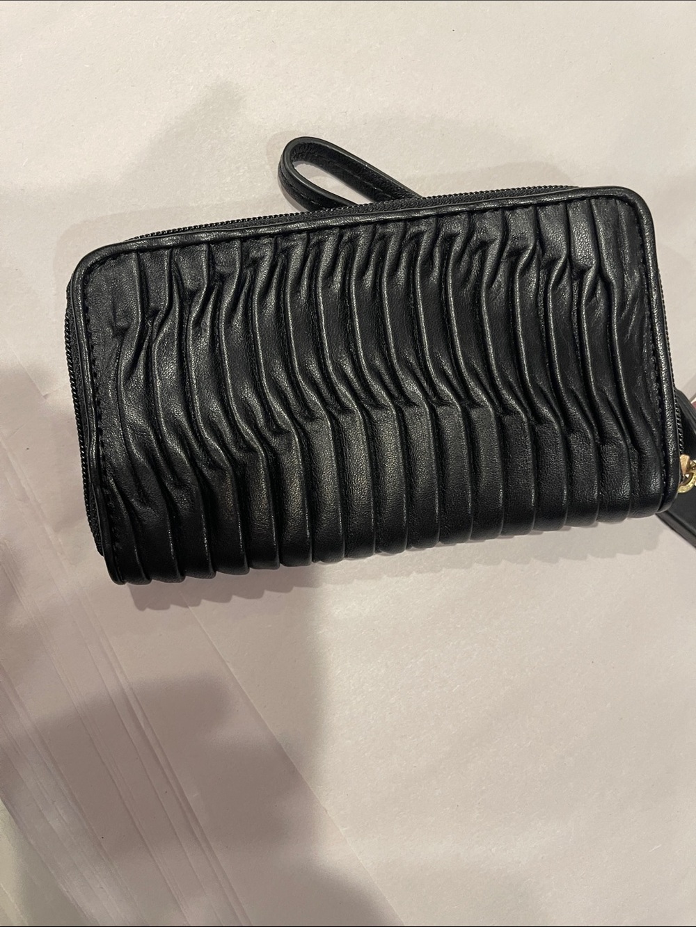 COACH Madison Gathered Twist Pleated Black Leather Clutch Wristlet - Picture 3 of 6